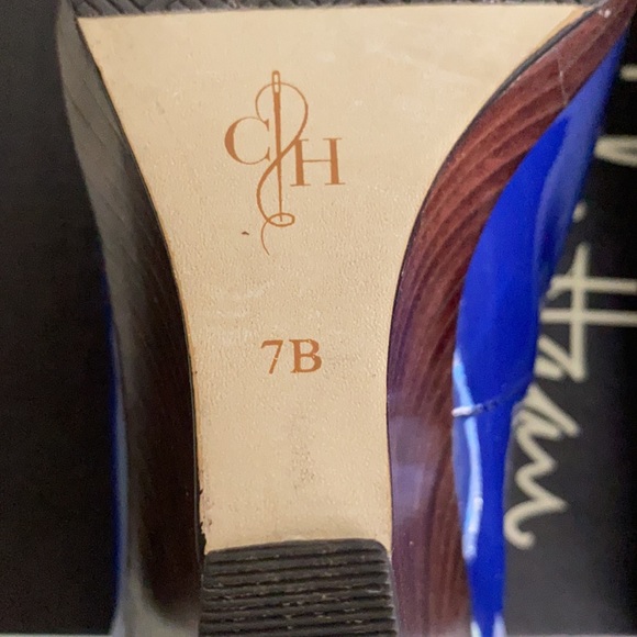 Cole Haan Blue Patent Leather Platform Wedge Heels Size 7 - Picture 10 of 12